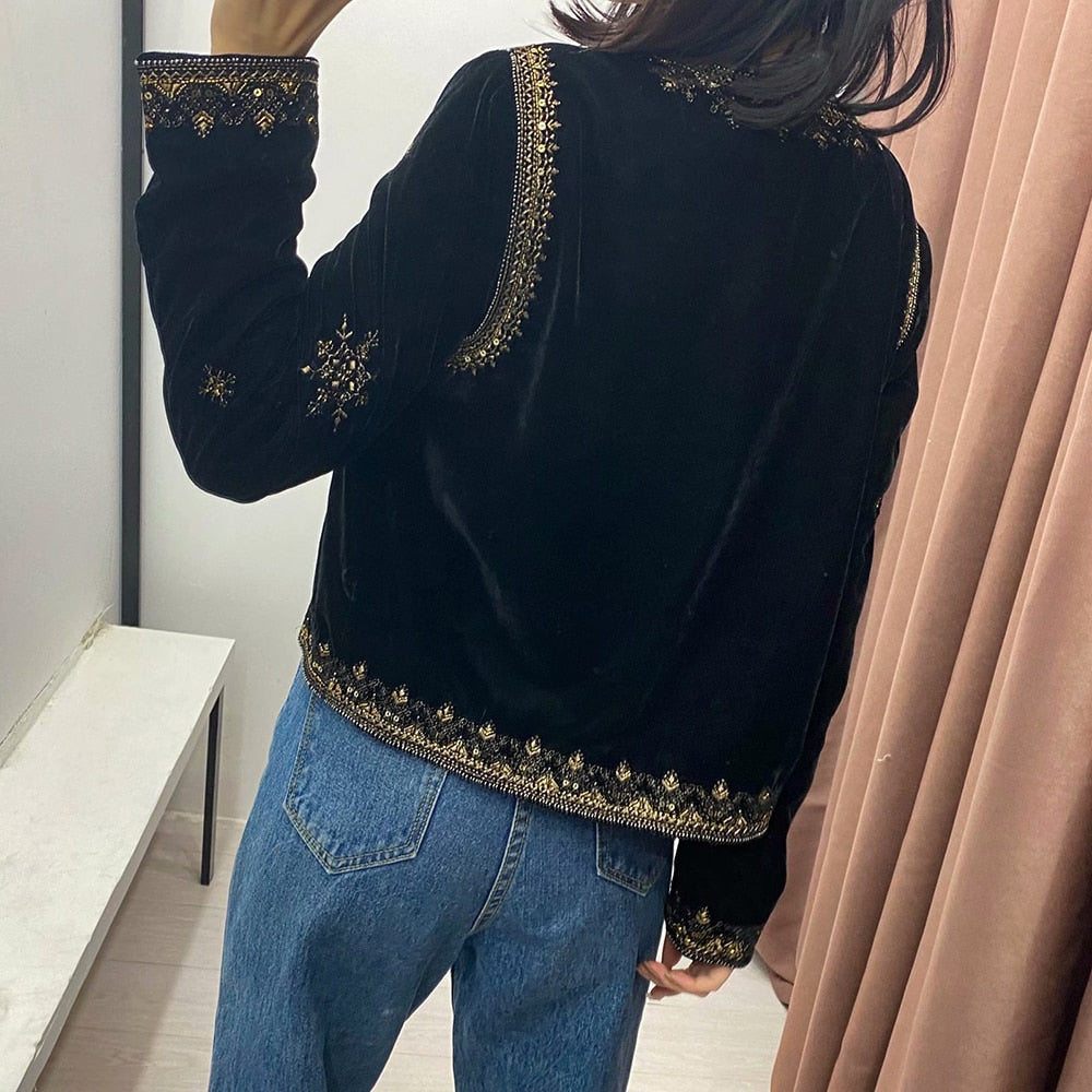 Boho Retro Velvet Jacket - Top Boho