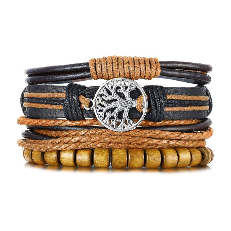 Boho Braided Wrap Leather Wristbands Set - Top Boho