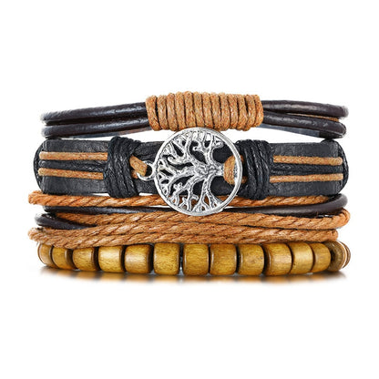 Boho Braided Wrap Leather Wristbands Set - Top Boho