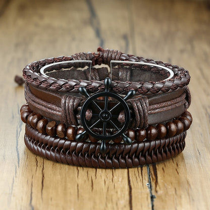 Boho Braided Wrap Leather Wristbands Set
