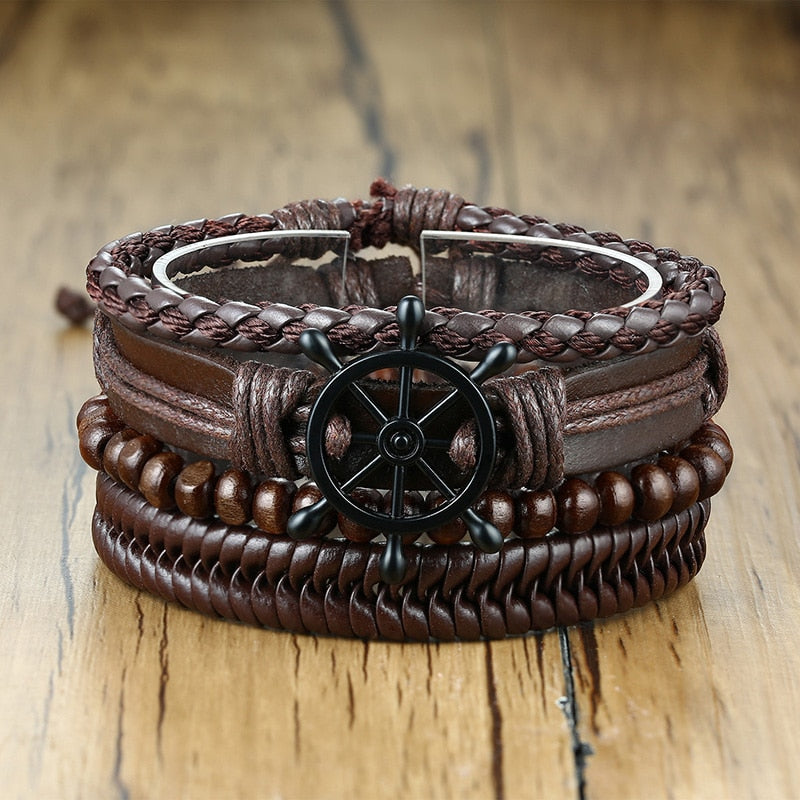 Boho Braided Wrap Leather Wristbands Set - Top Boho