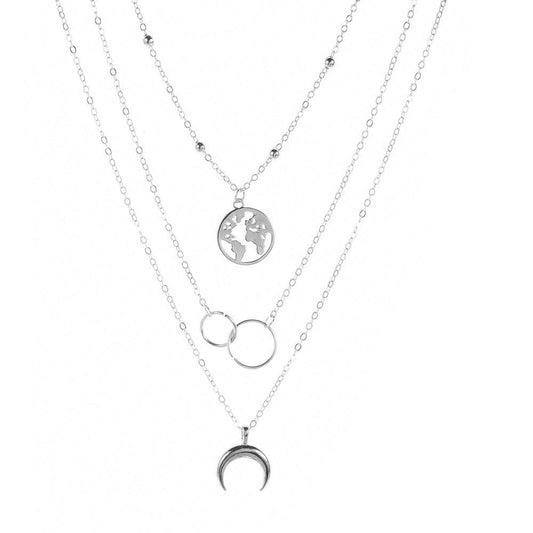 Boho Moon and World Map Pendant - Top Boho