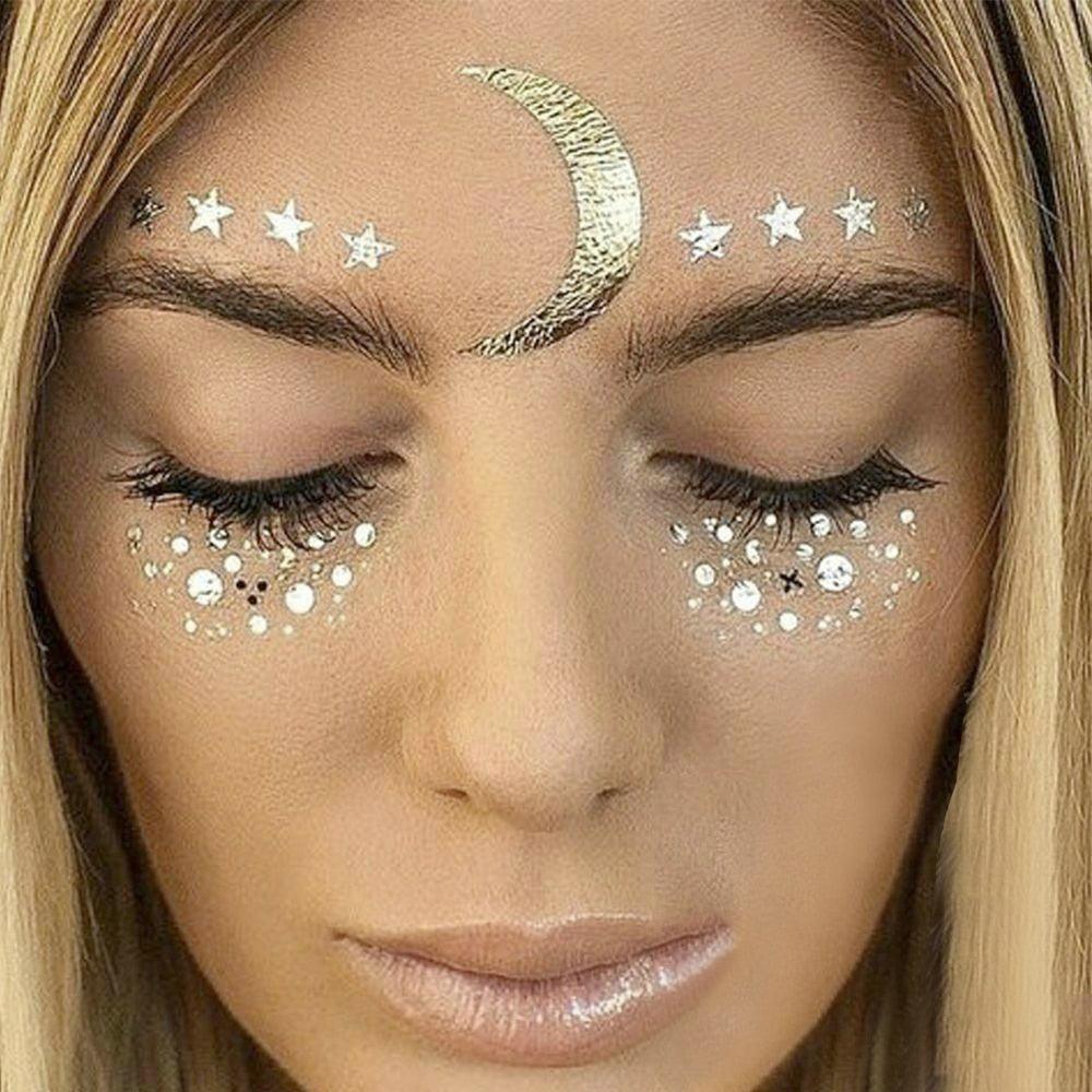 Gold Festival Face Tattoos