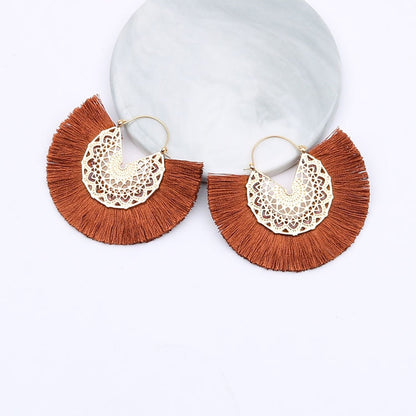 Boho Chic Fan Shaped Earrings