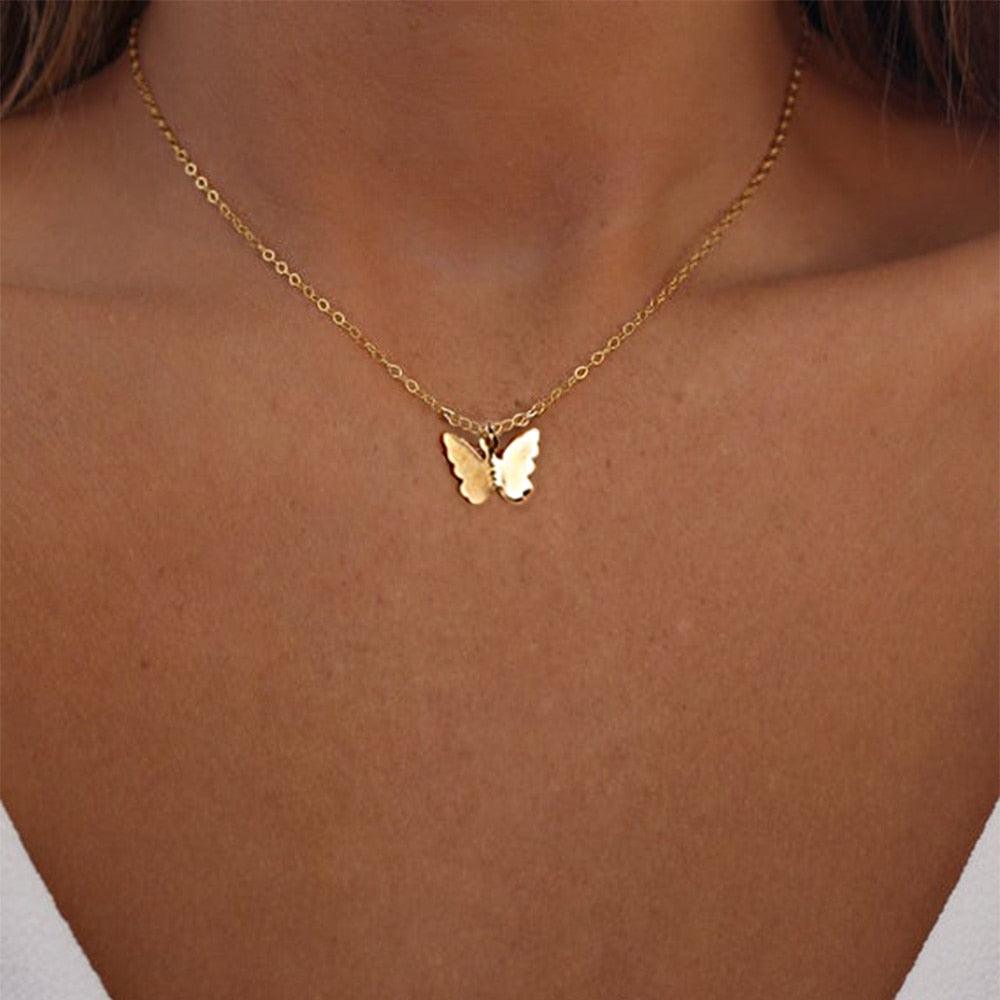 Vintage Butterfly Pendant Necklace - Top Boho