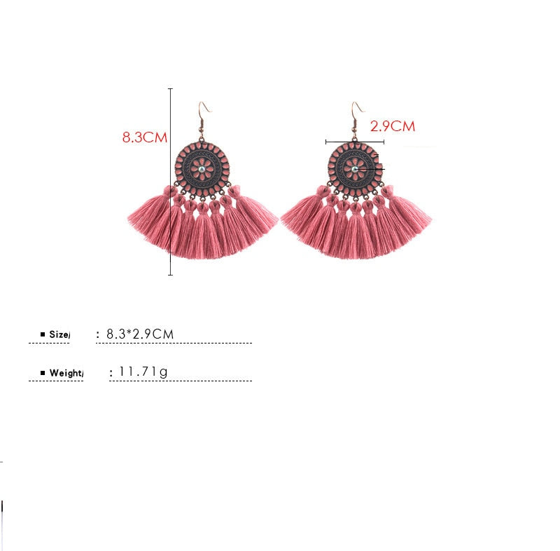 Fringed Boho Drop Tassel Earrings