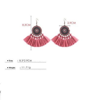 Fringed Boho Drop Tassel Earrings
