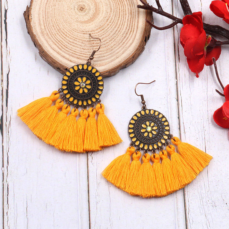 Fringed Boho Drop Tassel Earrings