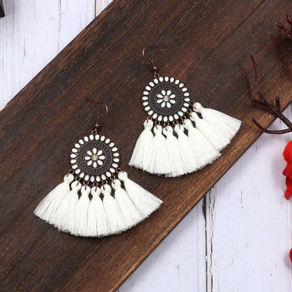 Fringed Boho Drop Tassel Earrings
