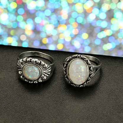Opal Crystal Stone Ring Set