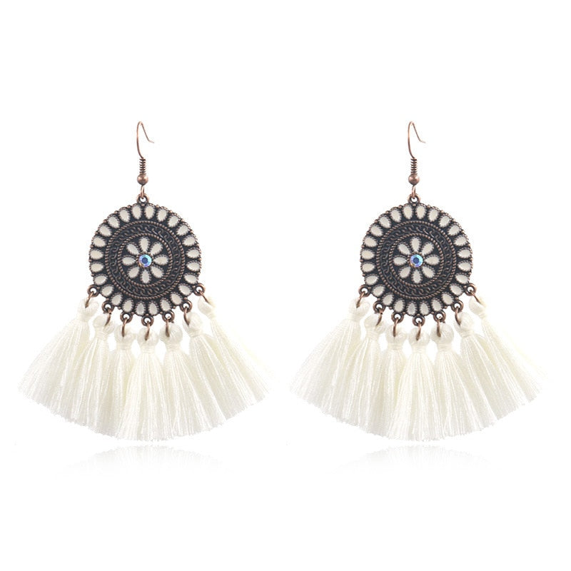 Fringed Boho Drop Tassel Earrings