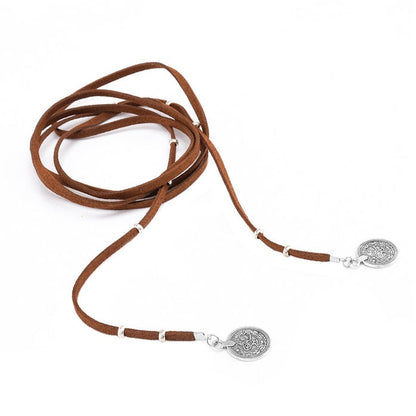 Boho Leather Wrap Choker Necklace
