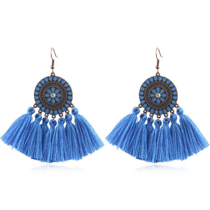 Fringed Boho Drop Tassel Earrings