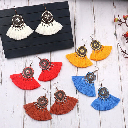 Fringed Boho Drop Tassel Earrings