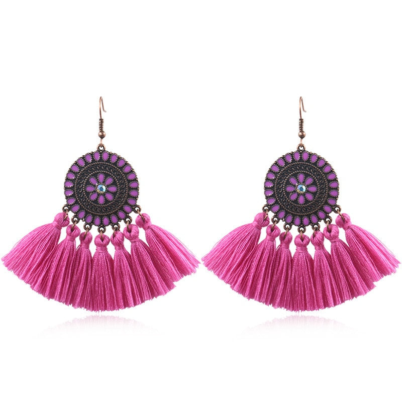 Fringed Boho Drop Tassel Earrings