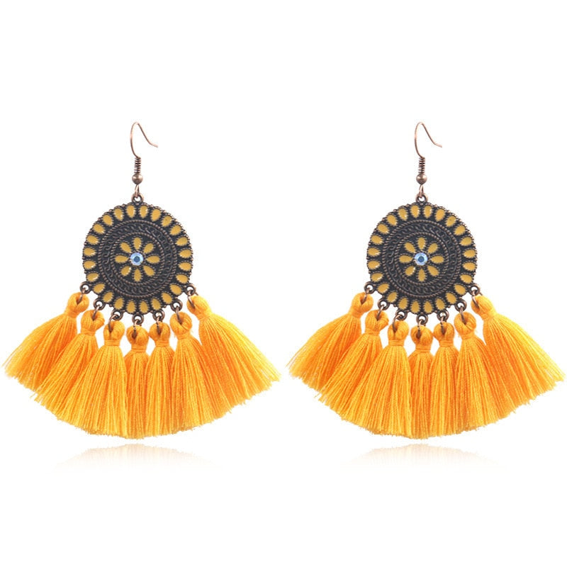 Fringed Boho Drop Tassel Earrings