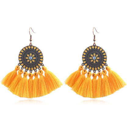 Fringed Boho Drop Tassel Earrings