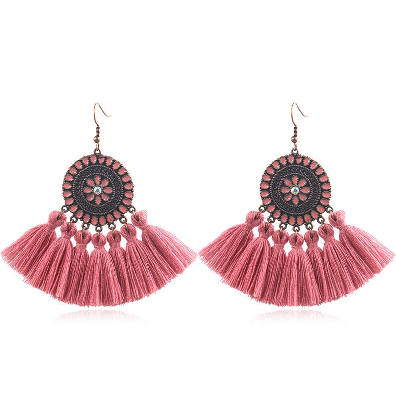 Fringed Boho Drop Tassel Earrings
