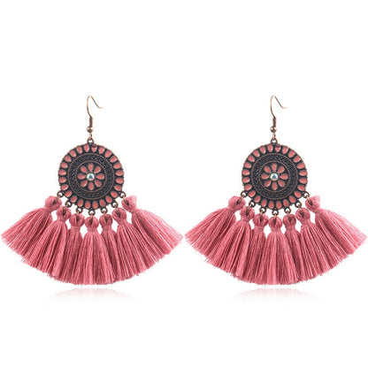 Fringed Boho Drop Tassel Earrings