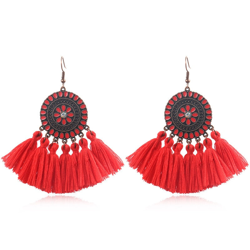 Fringed Boho Drop Tassel Earrings