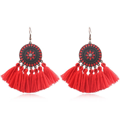Fringed Boho Drop Tassel Earrings