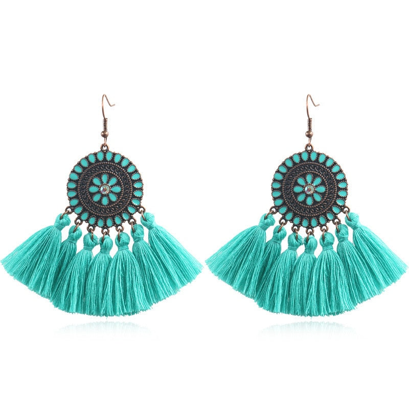 Fringed Boho Drop Tassel Earrings