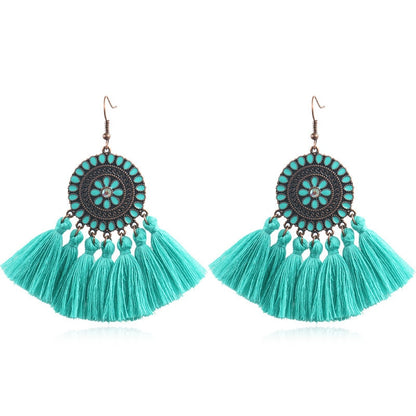 Fringed Boho Drop Tassel Earrings