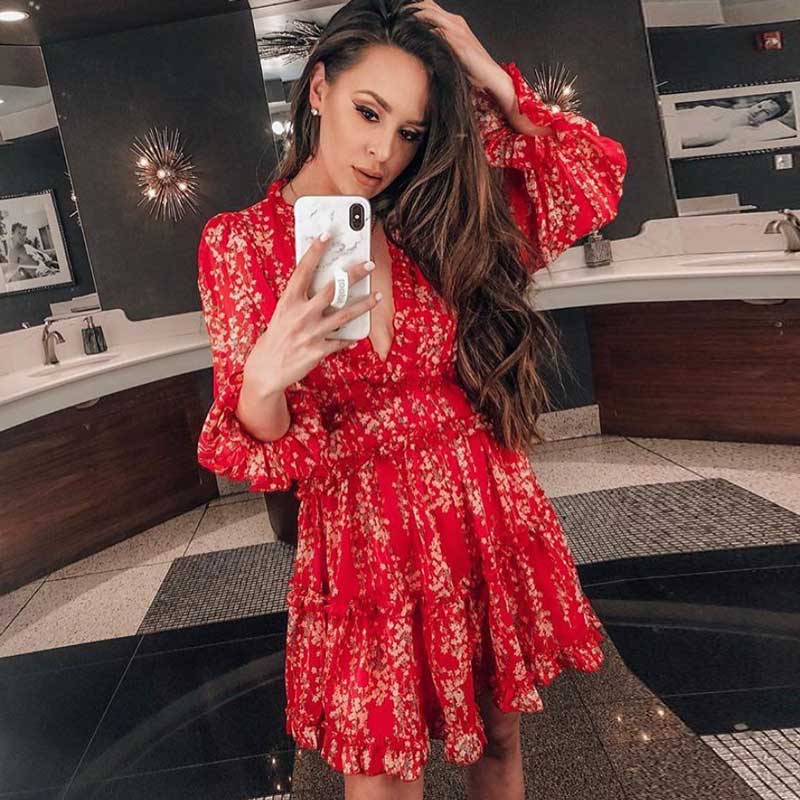 Boho Floral Ruffle Backless Dress - Top Boho