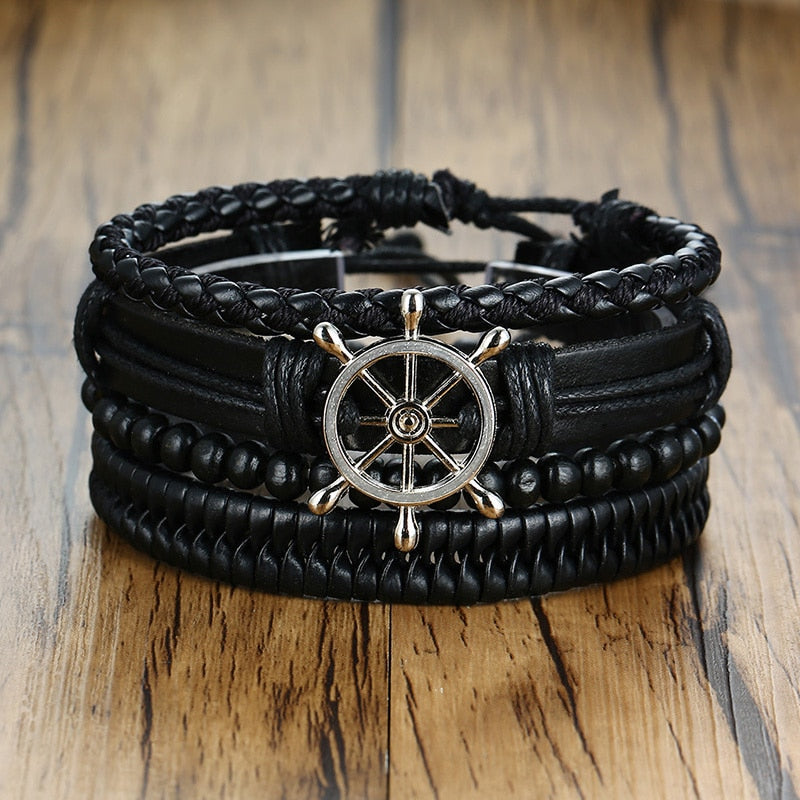 Boho Braided Wrap Leather Wristbands Set - Top Boho