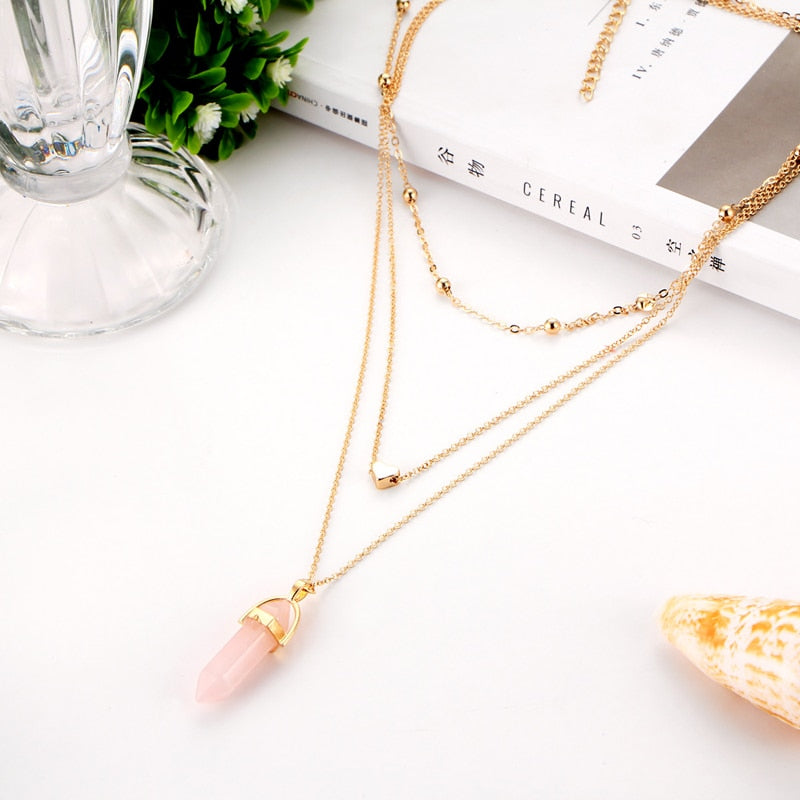 Opal Stone Boho Multi Layer Necklaces