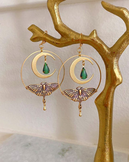 Handmade Luna Moth Drops Earrings