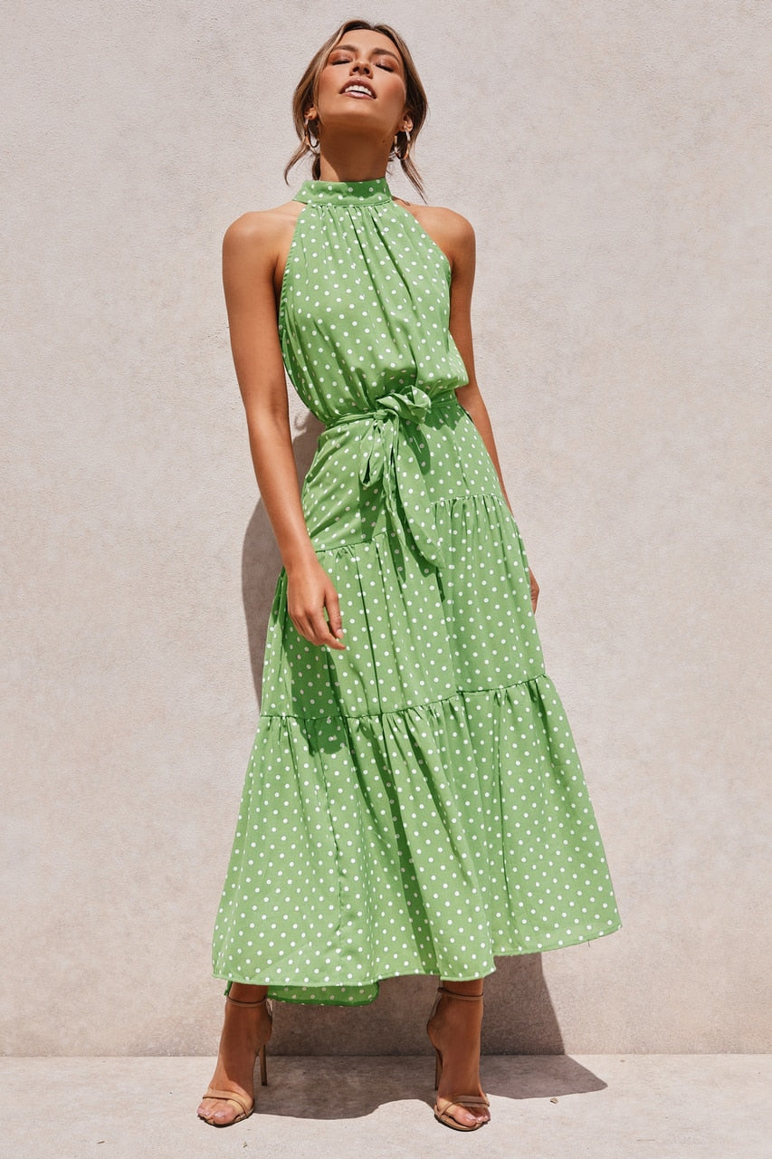 Boho Chic Halter Maxi Dress - Top Boho