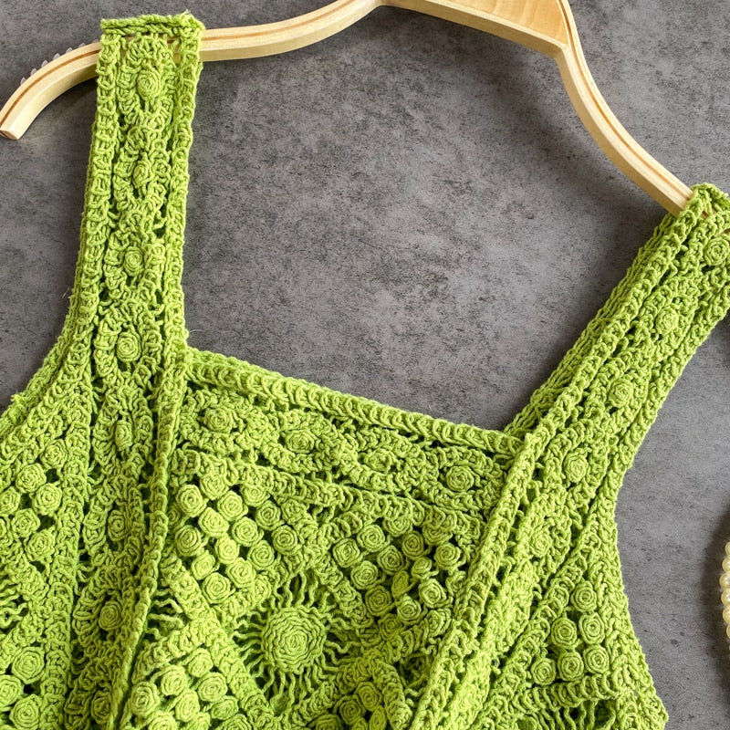 Bohemian Knitted Sleeveless Crop Top