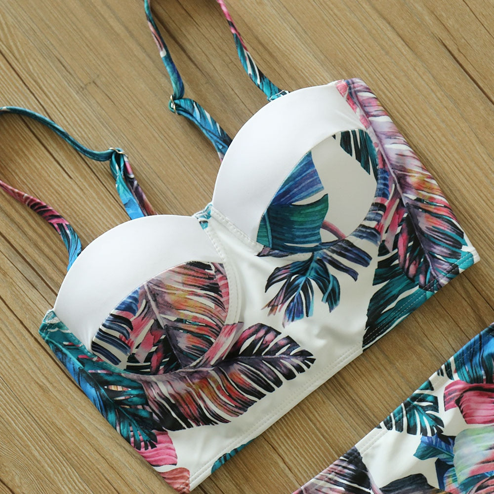 Floral Boho High Waist Bikini Set - Top Boho