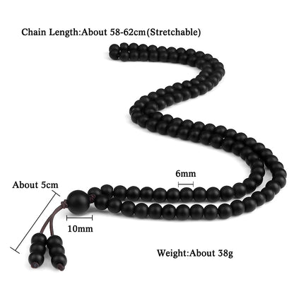 Boho Black Natural Stone Beaded Necklace