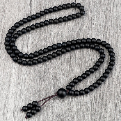 Boho Black Natural Stone Beaded Necklace
