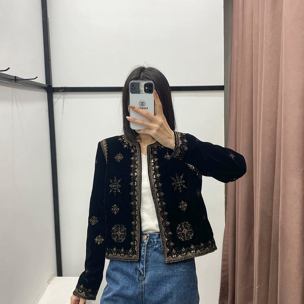 Boho Retro Velvet Jacket - Top Boho