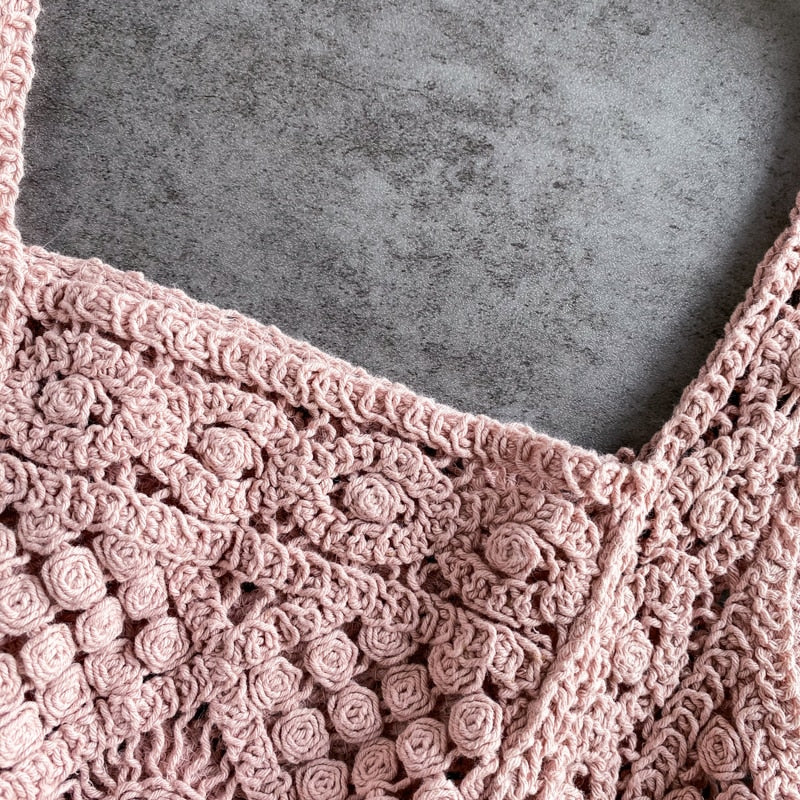 Bohemian Knitted Sleeveless Crop Top