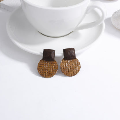 Handmade Rattan Wooden Drop Earrings - Top Boho