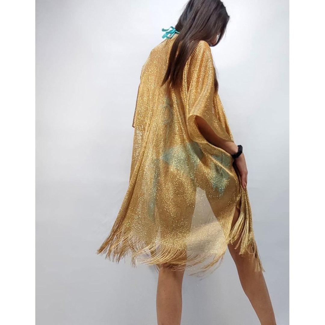 Sheer Knitted Boho Tunic Cover Up - Top Boho