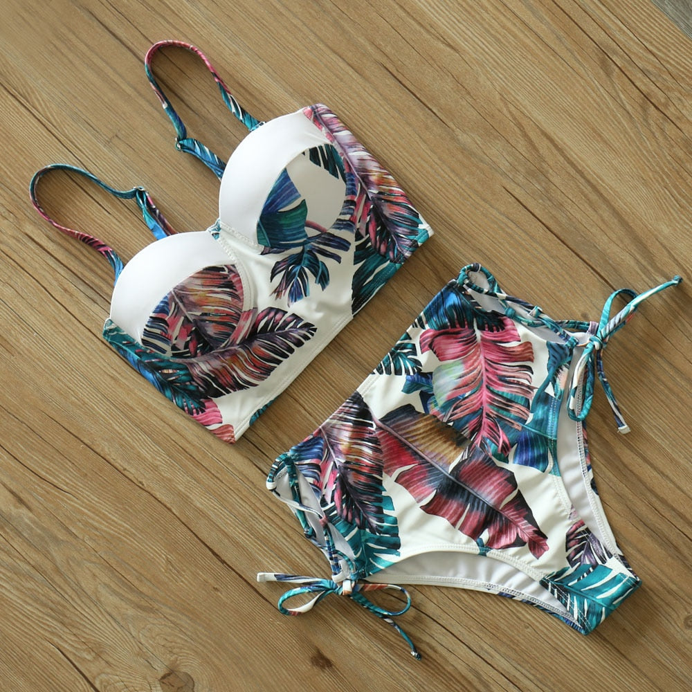Floral Boho High Waist Bikini Set - Top Boho