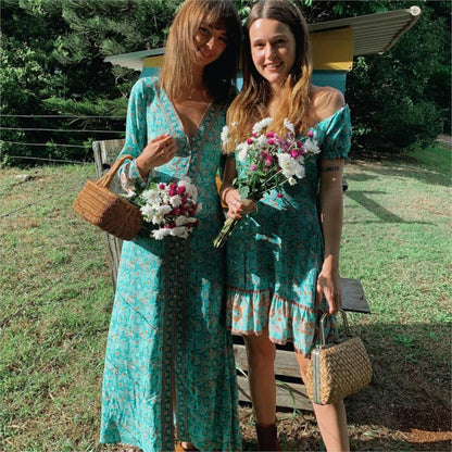 Boho Chic Flared Sleeves Maxi Dress - Top Boho
