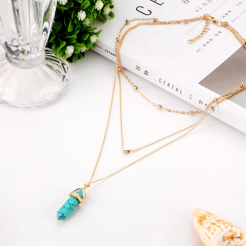 Opal Stone Boho Multi Layer Necklaces