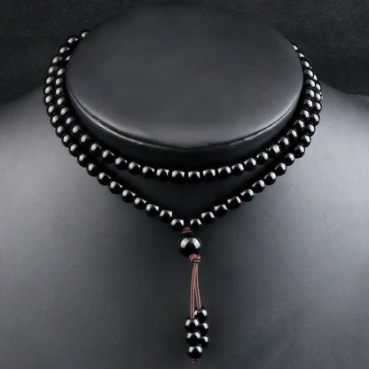 Boho Black Natural Stone Beaded Necklace