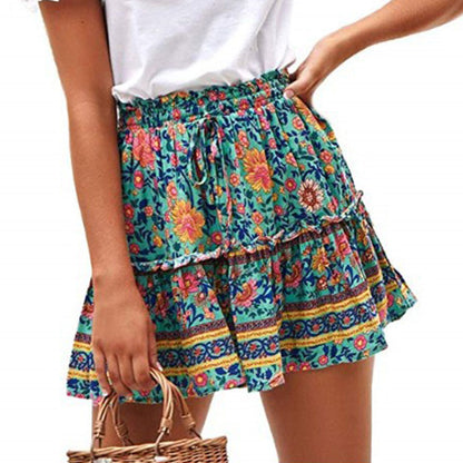 Boho Ruffled Pattern Short Skirts - Top Boho