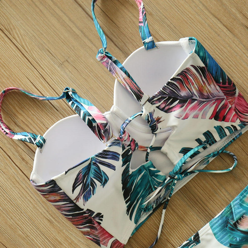 Floral Boho High Waist Bikini Set - Top Boho