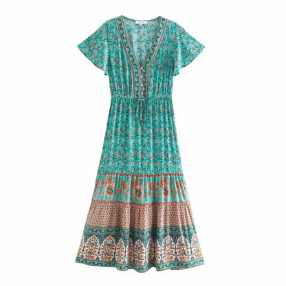 Boho Chic Flared Sleeves Maxi Dress - Top Boho