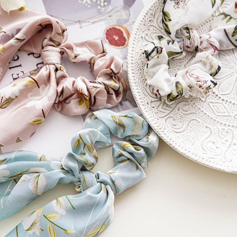 Boho Chic Ribbon Hair Scrunchies