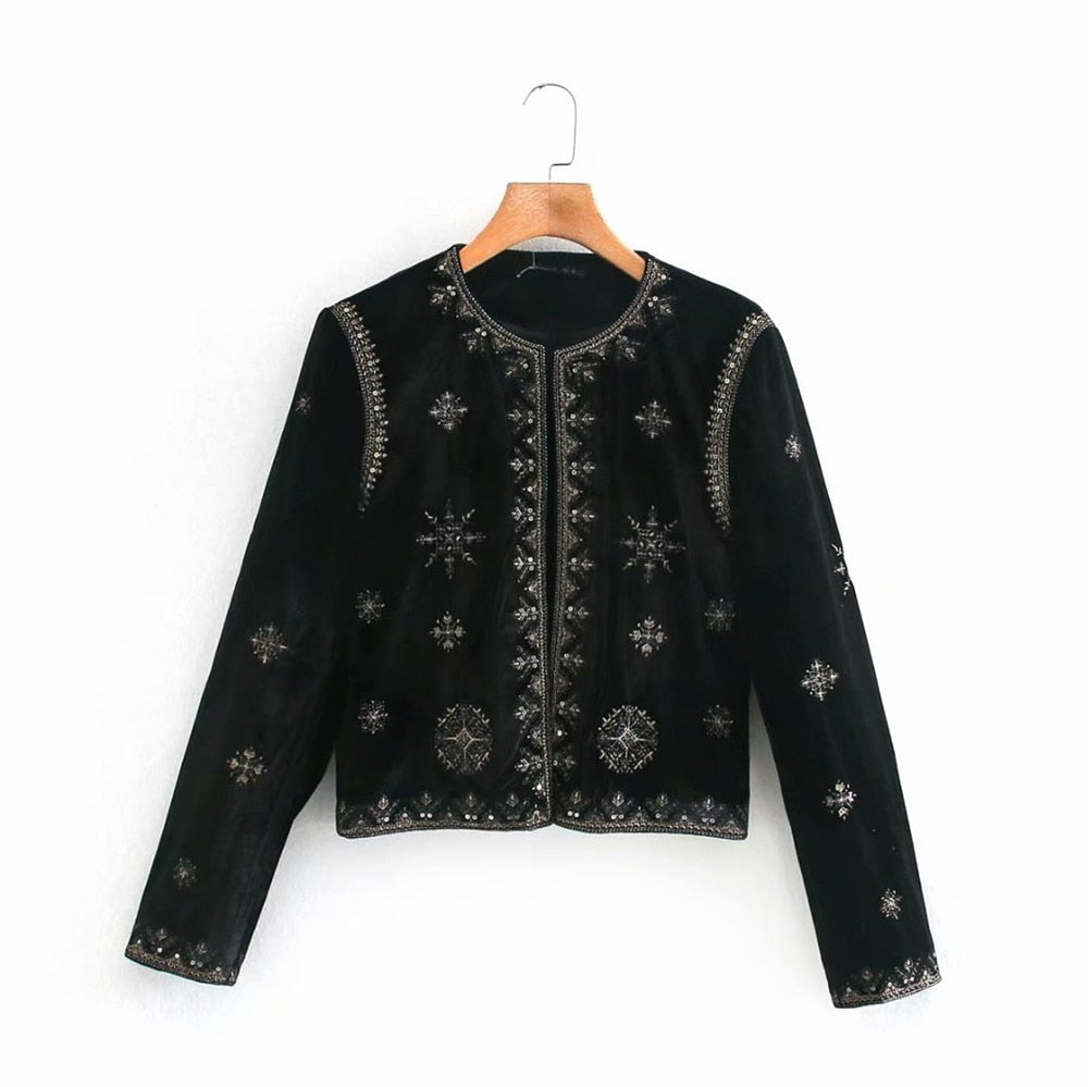 Boho Retro Velvet Jacket - Top Boho