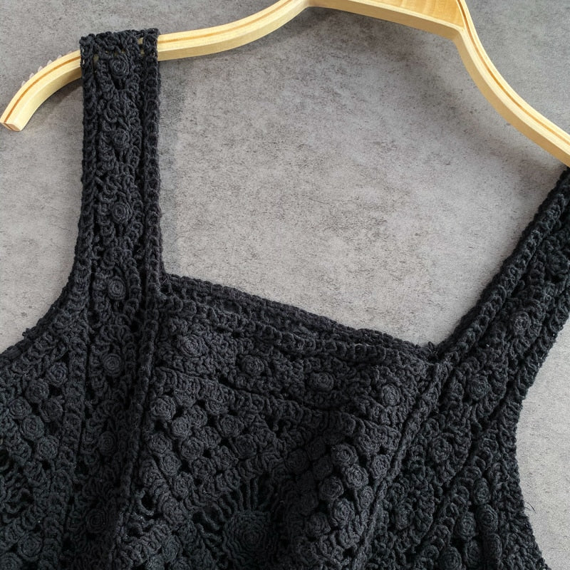 Bohemian Knitted Sleeveless Crop Top